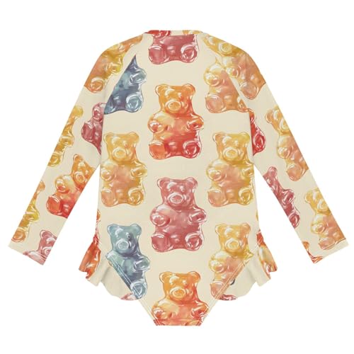 Image of Girls One Piece Swimsuits Long Sleeve Swimsuit Zipper Bathing Suits Swimwear