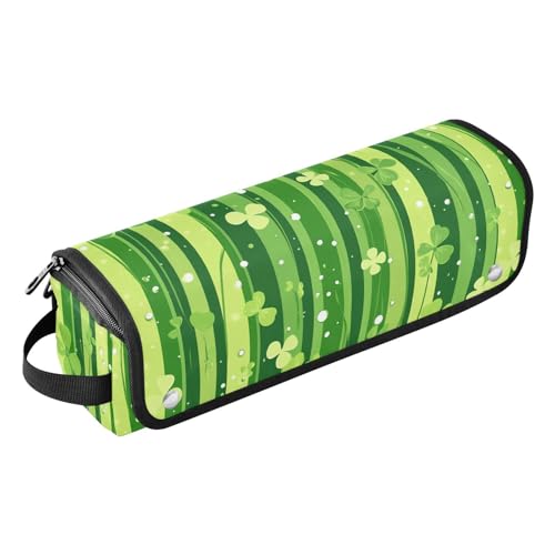 Hot Hair Tools Travel Bag con tapete resistente al calor, impermeable y portátil para plancha de pelo, rizador, secador, color verde con rayas y tréboles