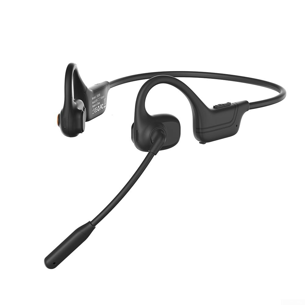 Casque à oreilles ouvertes avec micro pour course à pied, cyclisme en toute sécurité (noir)