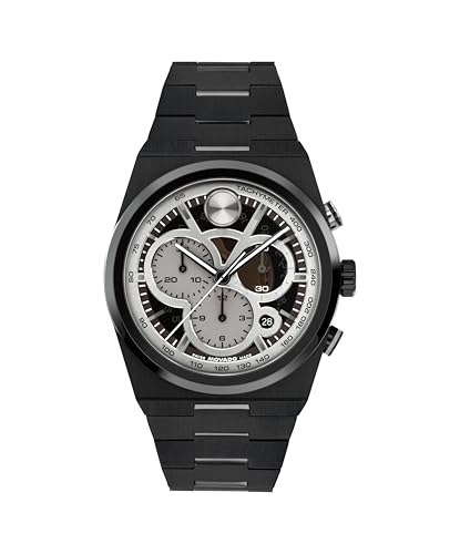 Image of Movado Bold Quest Men's Skeleton Watch - Swiss Quartz Chronograph, Link Bracelet - Classic, Modern Luxury Fashion Timepiece for Him - 40mm