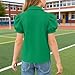 Girls Pique Polo Shirts Kids Collared School Uniform T Shirt Summer Puff Sleeve Button Down Blouse Cute Tops 5-15 Years Green