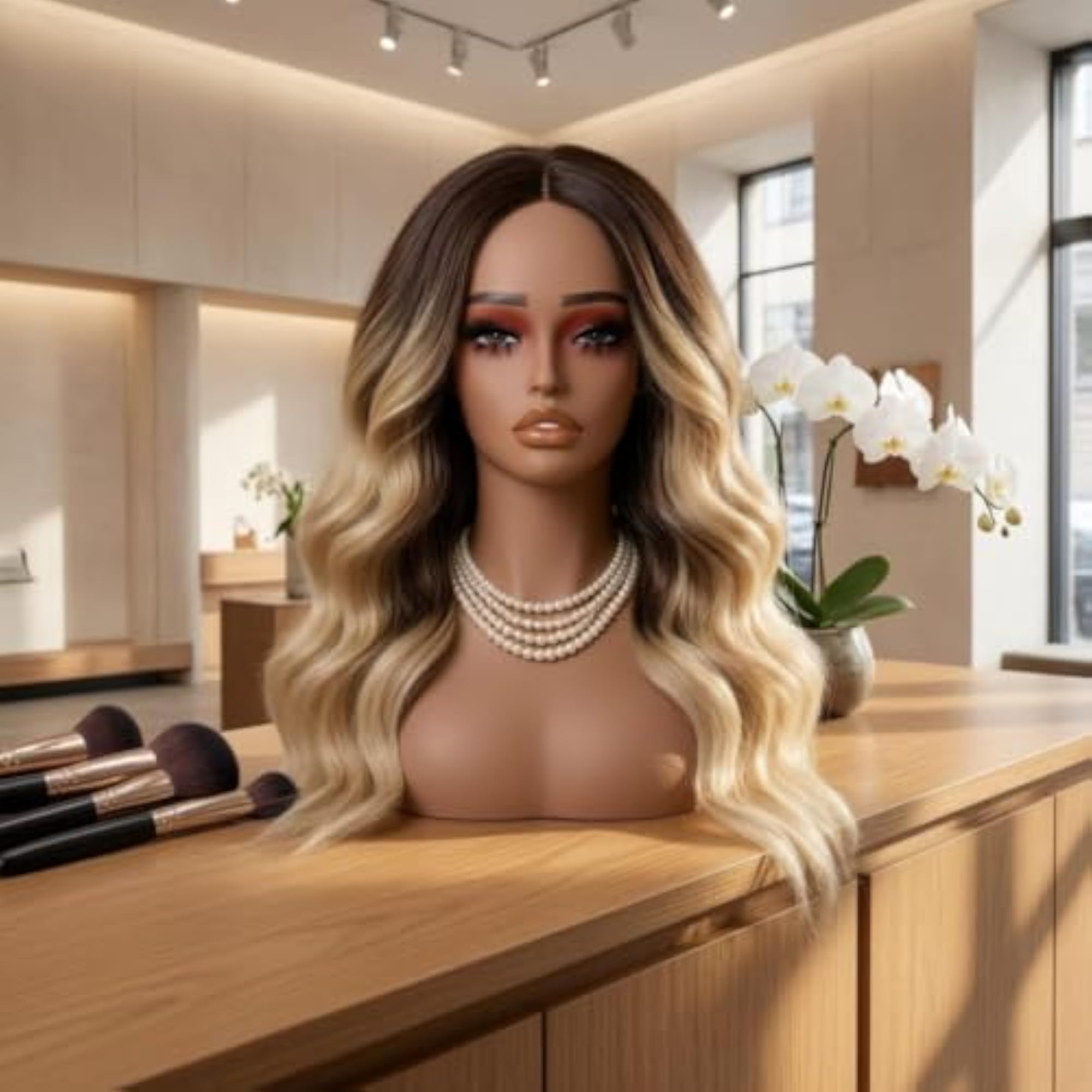 Realistic Makeup Head with Shoulders Display Model