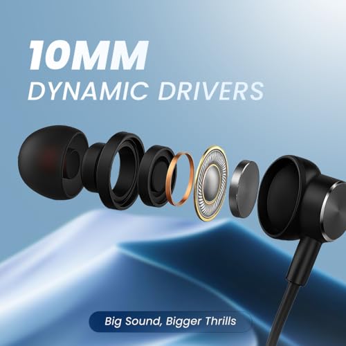 Image of VIDA NeckBlaze V10, Wireless in-Ear Neckband, 40Hrs Playtime, Dual Pairing, Magnetic Hall Sensor, BT v5.4, Type-C Fast Charging, 10mm Drivers, HD Calls with in-Built Mic (Black)