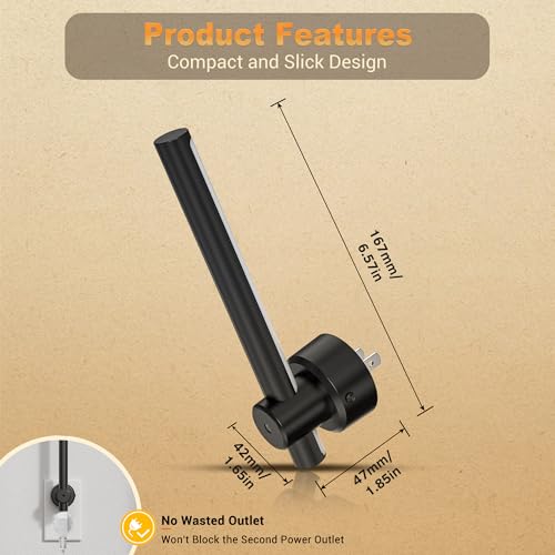 Image of JandCase Night Light, Night Lights Plug into Wall with Dusk to Dawn Sensor, 330 Rotatable Plug, 0-100LM Dimmable Light Bar for Vanity Bedroom Bathroom, 1 Pack