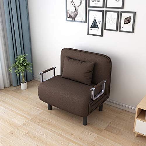 Folding Sleeper Chair Lounge Couch for Office Nap, Folding Sofa Bed Folding Sleeper Chaise Lounges with Folding Arm, Leisure Recliner Single Sleeper Convertible Chair Memory Foam Mattress (Coffee) - Thumbnail 4