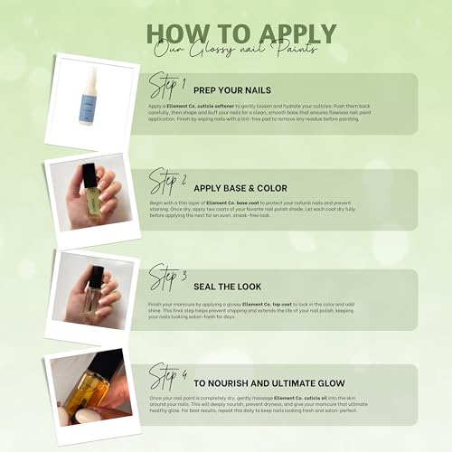 Image of Ellement Co Oxygen Nail Paint 10 ML | Pastel Green Nail Colour with Glossy Finish | Long Lasting & Chip Resistant Formula | Smooth Professional Application | Vegan, Non-Toxic & Paraben Free Nail Polish for Fresh, Minimal & Summer Styling