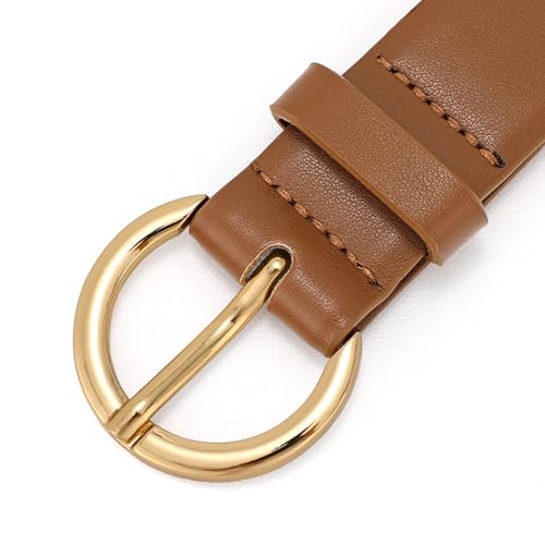 XZQTIVE Women’s Leather Belts for Jeans Pants Dresses Fashion Ladies Black Belt with Gold Buckle 5