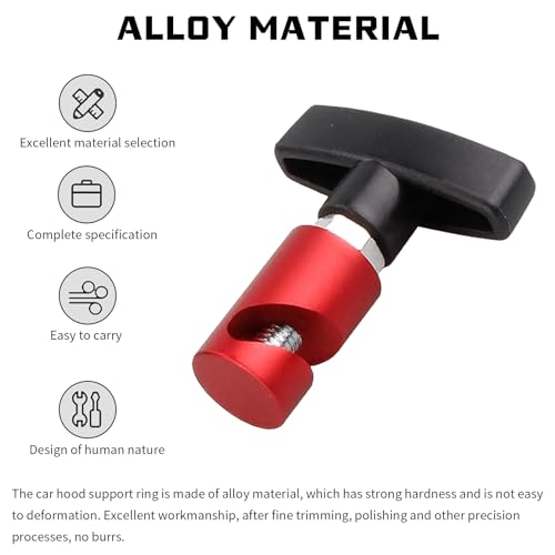 Nowkont Pack-2 Car Hood Prop Rod Tool Struts Clamp, Vehicle Support Rod Retainer, Universal Snap-on Anti-Pinch Automotive Suppor Accessories (Red) - Thumbnail 4