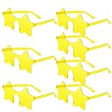 PLULON 7 Pairs Light Yellow Star Sunglasses Fun Sunglasses, Rimless Star Shape Glasses Bulk Bachelorette Sunglasses Star Party Favors for Birthday Beach Party Kids Adult