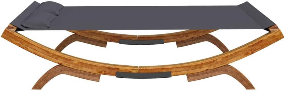 Patio Lounge Bed, Patio Furniture,Tanning Chairs for Outside,Patio Bed,Garden Lounger Chair,for Poolside, Pool, Patio, 65"x74.2"x18.1" Solid Bent Wood Anthracite