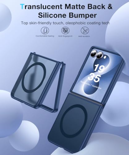 Image of NO.1 Magnetic for Samsung Galaxy Z Flip 8 Case with MagSafe | [Military Grade Drop Tested][Translucent Matte][Anti-Fingerprint] Soft Silicone Bumper for Samsung Flip 8 Case Slim,Blue