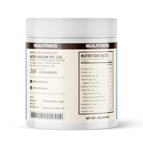 REALFITNESS All Natural Peanut Butter Crunchy | Smooth, Unsweetened | 30g Protein | Cholesterol Free, Peanut Butter, Nut Butter, High in Protein Spread, 100% Pure Roasted Peanuts Butter - 500 GR - Image 6