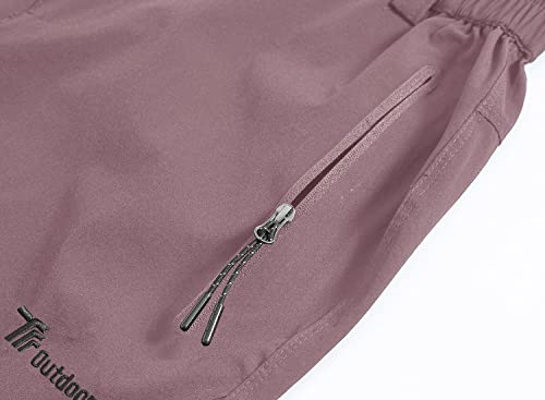 YSENTO Damen Outdoorhose Wanderhose Wasserdicht Schnelltrocknend Leicht Trekkinghose Funktionshose mit Reißverschlusstaschen(Lila,M)