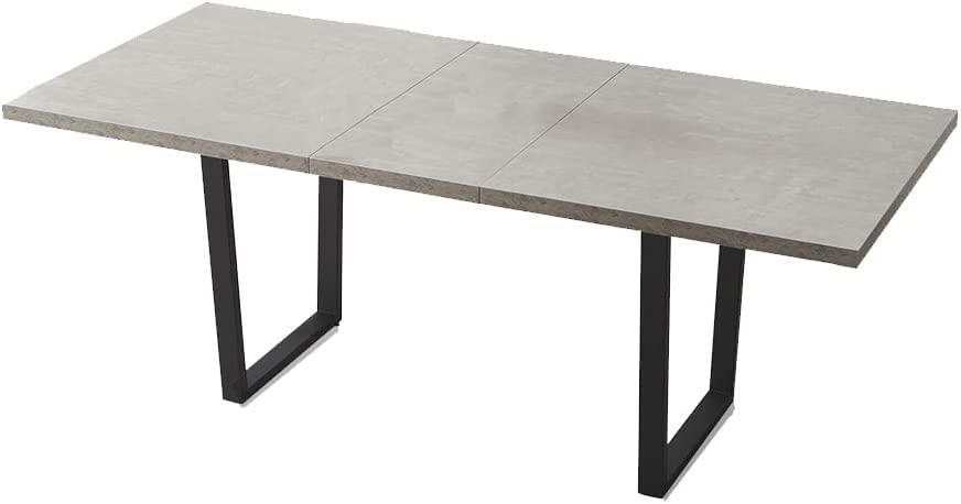 HIPIHOM Mesa de comedor extensible para 6 a 8 plazas, diseño rectangular con extensión de mariposa media, mesa de cocina de tablero de MDF y HPL más gruesa y mesa de estructura resistente para cocina