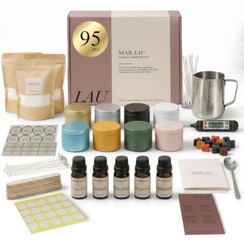 Mar Lau Soy Candle Making Kit for Adults โ Complete DIY Candle Making Kit with 5 Fragrance Oils, Wax Melting Pot, Metal Tins, Beginner Candle Supplies