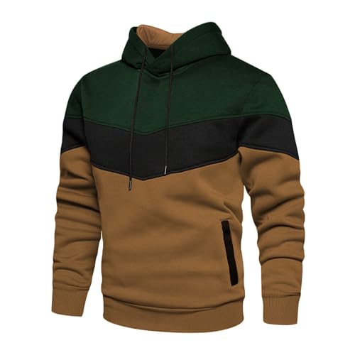 Men's Hoodies Novelty Color Block Fleece Hooded Sweatshirt Long Sleeve Stylish Casual Pullover Hoodie with Pocket