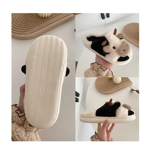 Cow Fuzzy Slippers Cute Slippers Soft Plush Animal Slippers Warm House Slippers3