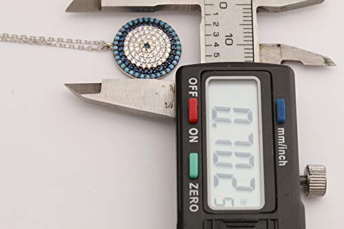 Special Design! Turkish Evil Eye Handmade Jewelry Round Cut Turquoise Sapphire White Topaz 925 Sterling Silver Rhodium Necklace 8