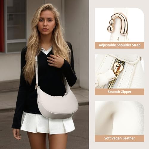 Image of Crescent Shoulder Bag for Women, Small Vegan Leather Crossbody Purse Hobo Handbag with Adjustable Strap for Travel