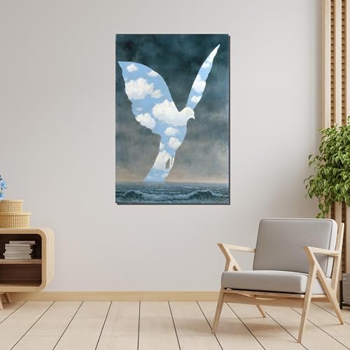 Œuvre d'art décorative moderne colombe surréalisme grand format