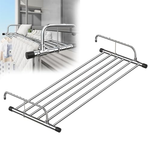 Tendedero plegable de acero inoxidable extensible para colgar ropa y toallas, perfecto para balcón y radiador
