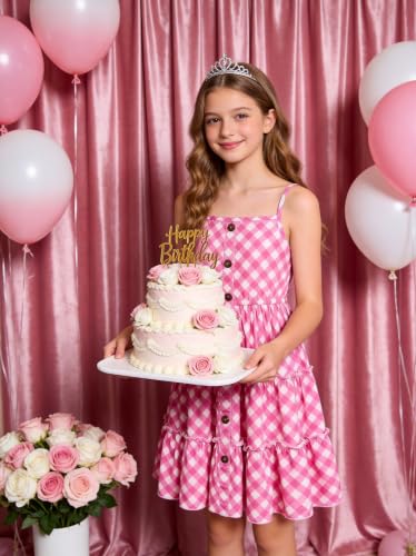 Image of Enlifety Girls Dress Hawaiian Spaghetti Straps Dresses Summer Sundress Size 6 12T