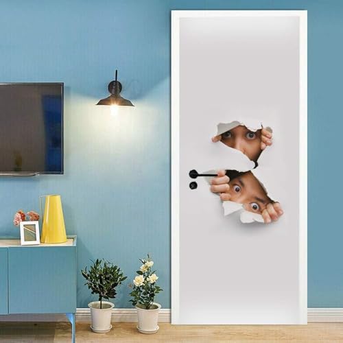 Fotos De Puertas En 3D Espiando Adhesivo Autoadhesivo Para Puerta, Póster Para Puerta, Papel Tapiz Para Puerta, Mural Para Puerta, Arte Para Puerta, Adhesivo Para Pared 85 X 210 Cm Para La Dec 0