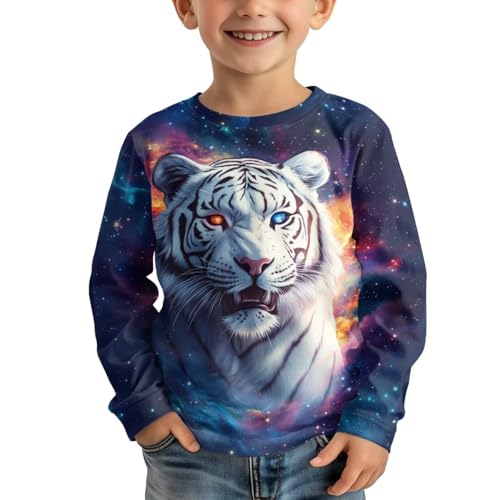Image of WELLFLYHOM Long Sleeve T-Shirt for Boys Girls 3-16 Years Old Tee Tops Crewneck Pullover Shirts Fall Outfits