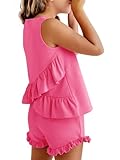 Combinable : les tenues d'été pour filles peuvent être portées comme un ensemble complet, combinées avec une variété d'accessoires et de chaussures ou combinées avec d'autres vêtements. Les débardeurs pour filles peuvent être combinés avec des jupes, des shorts de plage, des jeans, etc. Les shorts pour filles peuvent être combinés avec des hauts courts, des gilets et des t-shirts pour créer un look d'été mignon et tendance pour votre jolie fille.
