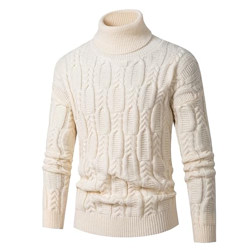 Pull col roulé jacquard homme anti-froid coupe ajustée confortable