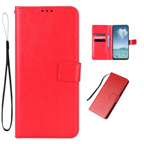 Custodia per ZTE nubia Neo 3 5G Portafoglio Magnetica pelle Crazy Horse con Slot per Carte Flip per ZTE Neo 3 5G-Rosso
