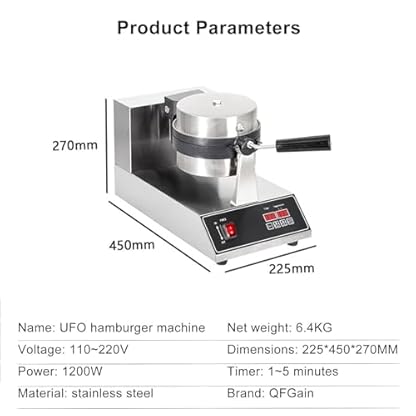 Kommerzieller Burger-Waffel-Maker für Eiscreme-Burger – Digitaler Bildschirm, Eiscreme-Burger-Maker, mit Timer und Temperatureinstellung, Hamburger-Kuchenfüllungs-Maker, Panini-Sandwichpress – Bild 8