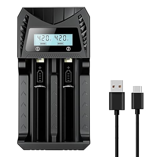 POWOBEST 18650 ladegerät kompatibel mit 18650 14500 26650 16340 18500 21700 18500 wiederaufladbaren Batterien mit USB-C-Kabel Schnell ladegerät für POWO18B Batterien