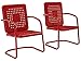 Crosley Furniture CO1025-RE Bates 2-Piece Retro Metal Outdoor Arm Chair Set, Bright Red Gloss