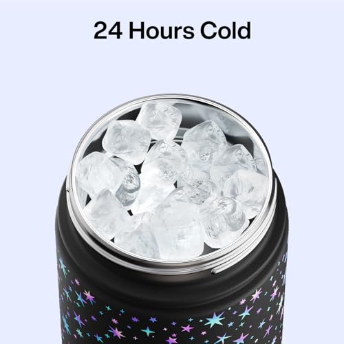 Image of ENCOOL Insulated Water Bottle with Straw Stainless Steel Water Bottle, Glow in the Dark, Leak-Proof, BPA-Free, Keeps Cold for 24 Hours for Sports, Travel, School (26 oz, Neon Starlight)