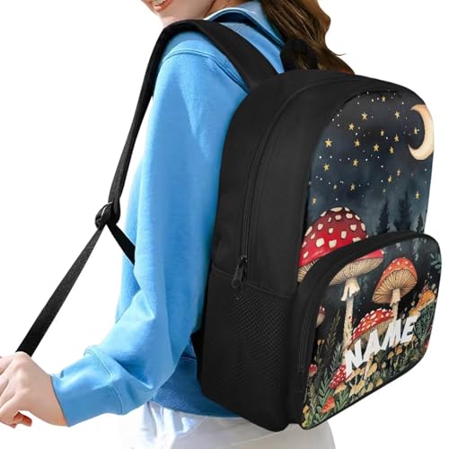 Customized Boys Backpack With Name 15 Inch 2025 Bookbag For Kids Children Teens Elementary Middle Students Ages 6-18 School Bags Trippy Mushroom Print2