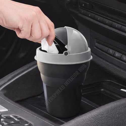 Image of Car Trash Bin with Push Lid | Compact Mini Car Dustbin for Cup Holder | Car Garbage Can for Home Office | Small Vehicle Waste Bin for Clean & Organized Interior (Pack of 4)