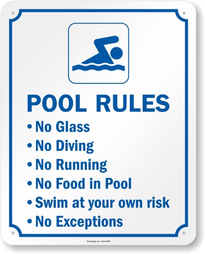 Cartel metálico reglas de piscina 30x24 pulgadas miniatura 1