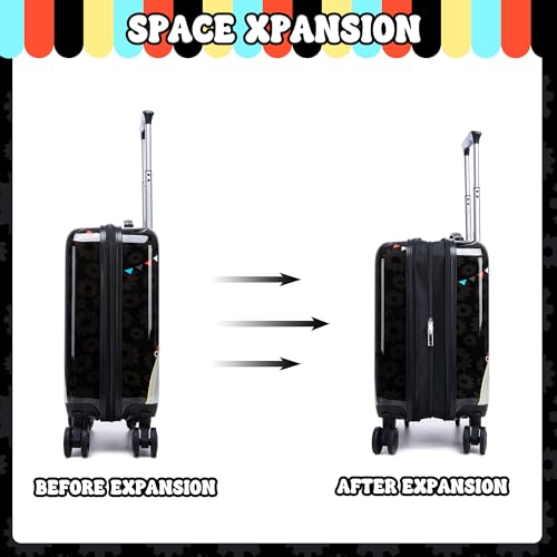 Image of Kids Luggage Set 2 Piece 16'' Hardside Spinner Wheels Travel Suitcase Carry On Airline Approved Black Car