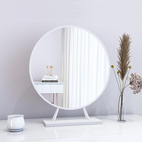Miroir de coiffeuse rond blanc de 40 cm contre le manque de visibilité