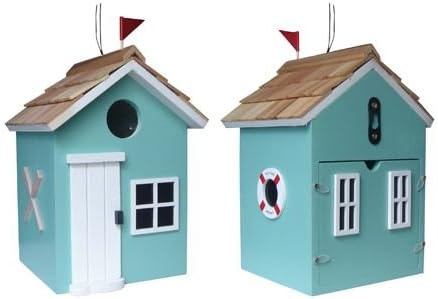 GARDEN BAZAARHBD-2003 Bay Side Beach Hut Bird House - Turquoise