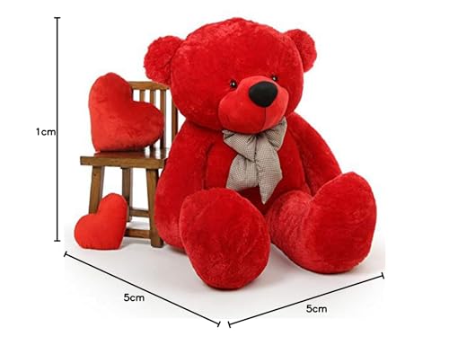 Image of HUG 'n' FEEL SOFT TOYS Long Soft Lovable Huggable Cute Giant Life Size Washable Child Safe Teddy Bear for Birthday Gift Valentine Gift for Girlfriend - 5 FEET RED Plush & Stuffed Toys