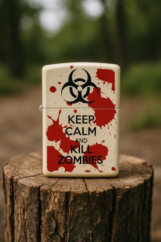 Encendedor Zippo Custom Keep Calm and Kill Zombies Blanco Mate miniatura 4