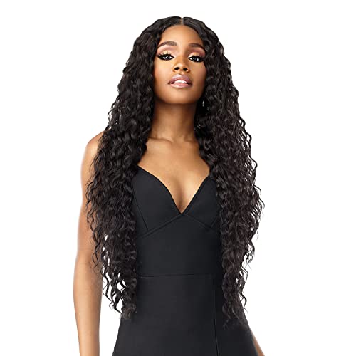Sensationnel Vice Lace Front Wigs - Unit 9 5 Inch Deep Part Synthetic Preplucked Hairline (1 JETBLACK)