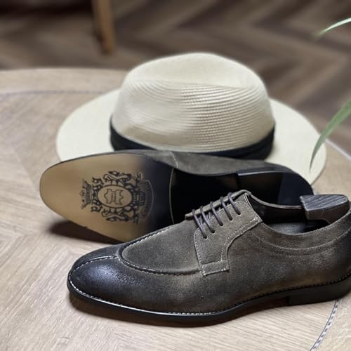 Men's Dress Shoes Genuine Leather Business Brogue Handmade Formal Oxfords Shoes Office Working Derby Shoes4