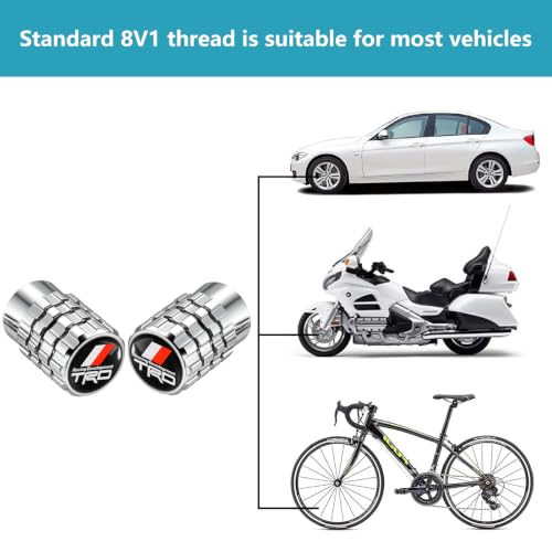 Image of Tire Valve Stem Caps for Toyota TRD Series Metal Car Wheel Air caps Auto Valve Stem Caps Accessories 4 Pcs Silver