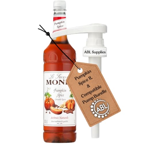 Premium Pumpkin Spice Coffee Syrup 1L | Pumpkin Spice Syrup for Coffee and Cocktails + Monin compatible Pump