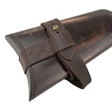 Tas Trost Leather No-Drill Harnessed Sling Mount Buttstock Holder, Gun Stock Strapping Belt Adapter for Rifle, Shotgun (Coffee)