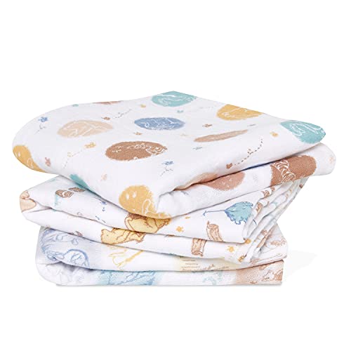 aden + anais Winnie The Pooh Musy Squares - 3 Pack | Disney Baby | Grande enveloppe de Coton en Mousseline à 100% Respirante pour Les Jeunes Filles et garçons | Cadeaux de bébé ou de Noël Parfaits