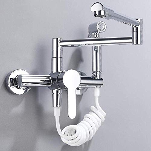 Robinet de cuisine mural pliable pivotant noir eau froide avec pistolet
